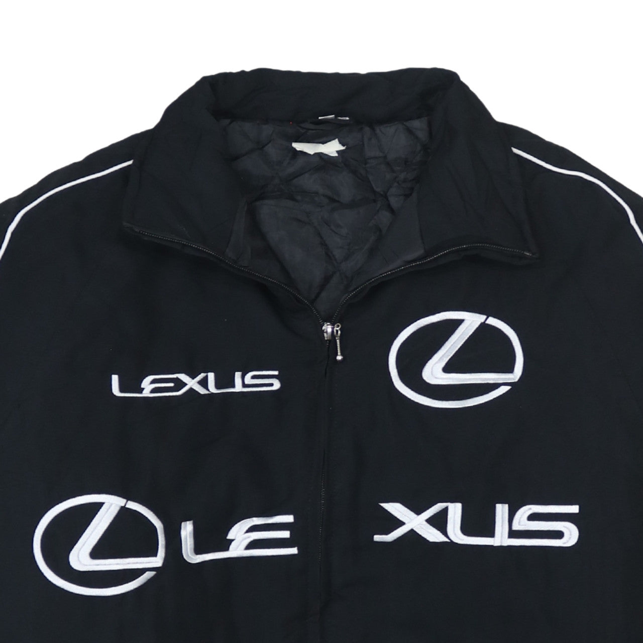 Lexus Black Nascar Jacket Men's Large Embroidered Logos Zip Front Pockets Bomber Outerwear