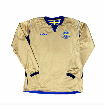 Sweden 2004 Retro Golden Jersey Away Long Sleeves
