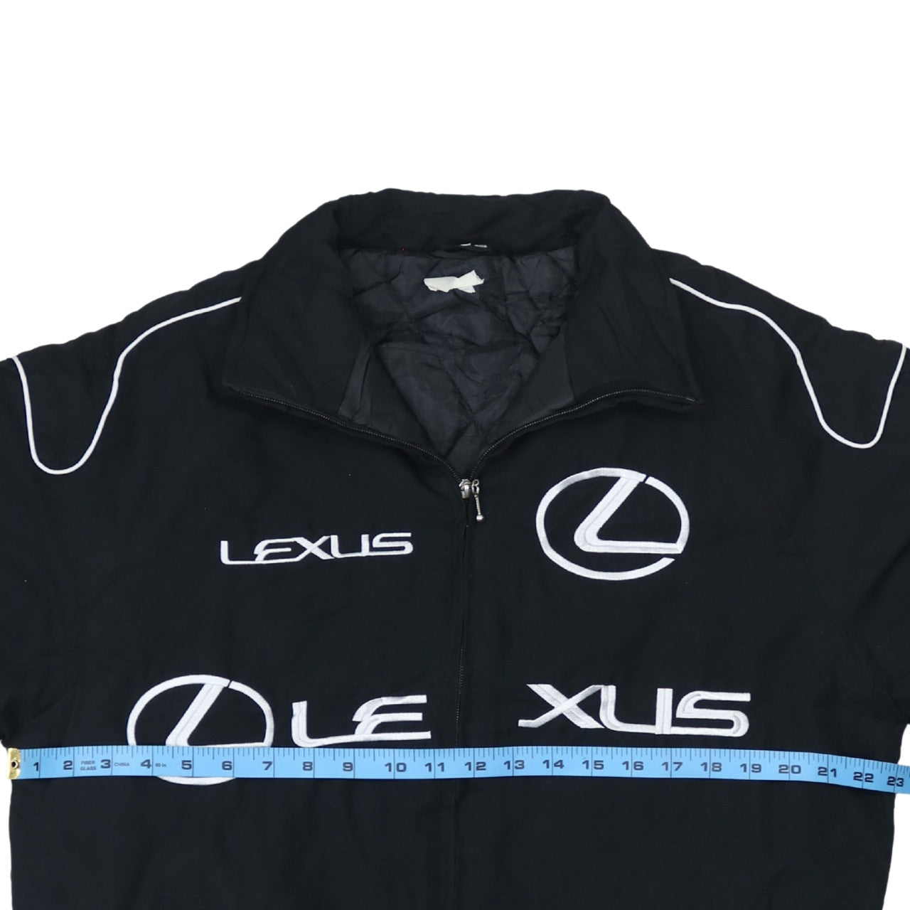 Lexus Black Nascar Jacket Men's Large Embroidered Logos Zip Front Pockets Bomber Outerwear