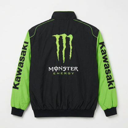 Kawasaki Monster Energy Zip-Up Racing Jacket Black/Green | Motocross Team Logo Bomber